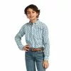 Ariat® Boy's Derek Classic Long Sleeve White Button Up Shirt 10039521 -Wildwest Store S22 BYS WEST 10039521 front