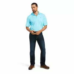 Ariat Men's Tek Polo Turquoise Short Sleeve Shirt 10039381