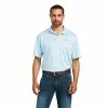 Ariat® Men's Charger 2.0 Short Sleeve Powder Blue Polo Shirt 10039413 4 Ariat® Men's Charger 2.0 Short Sleeve Powder Blue Polo Shirt 10039413 -Wildwest Store S22 MNS WEST 10039413 front