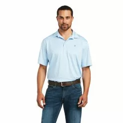 Ariat® Men's Charger 2.0 Short Sleeve Powder Blue Polo Shirt 10039413