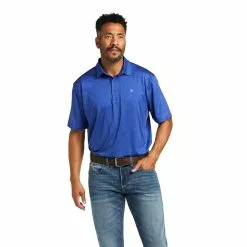 Ariat® Men's Charger 2.0 Venus Blue Short Sleeve Polo Shirt 10039414