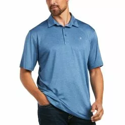 Ariat Men's Charger 23.0 Ensign Blue Polo Short Sleeve Shirt 10039417