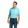 Ariat® Men's Charger 2.0 Bachelor Blue Fitted Polo Shirt 10039547 -Wildwest Store S22 MNS WEST 10039547 front
