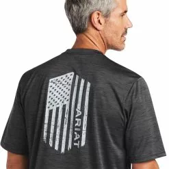 Ariat® Men's Charger Vertical Flag Charcoal Short Sleeve Tee 10039553 -Wildwest Store S22 MNS WEST 10039553 detail01