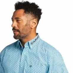 Ariat Men's Team Stellan Classic Riviera Blue Button Down Shirt 10039694 -Wildwest Store S22 MNS WEST 10039694 detail02