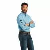 Ariat Men's Team Stellan Classic Riviera Blue Button Down Shirt 10039694
