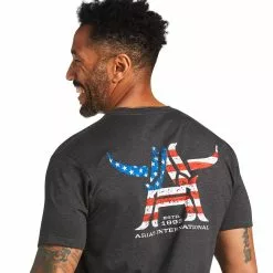 Ariat® Men's Longhorn Short Sleeve Charcoal Heather T-Shirt 10039924 -Wildwest Store S22 MNS WEST 10039924 detail01
