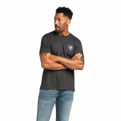 Ariat® Men's Longhorn Short Sleeve Charcoal Heather T-Shirt 10039924
