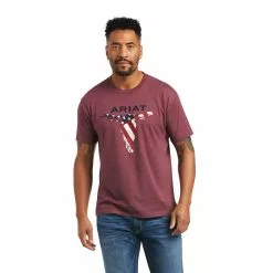 Ariat® Men's Steer Skull USA Burgundy Heather T-Shirt 10040868