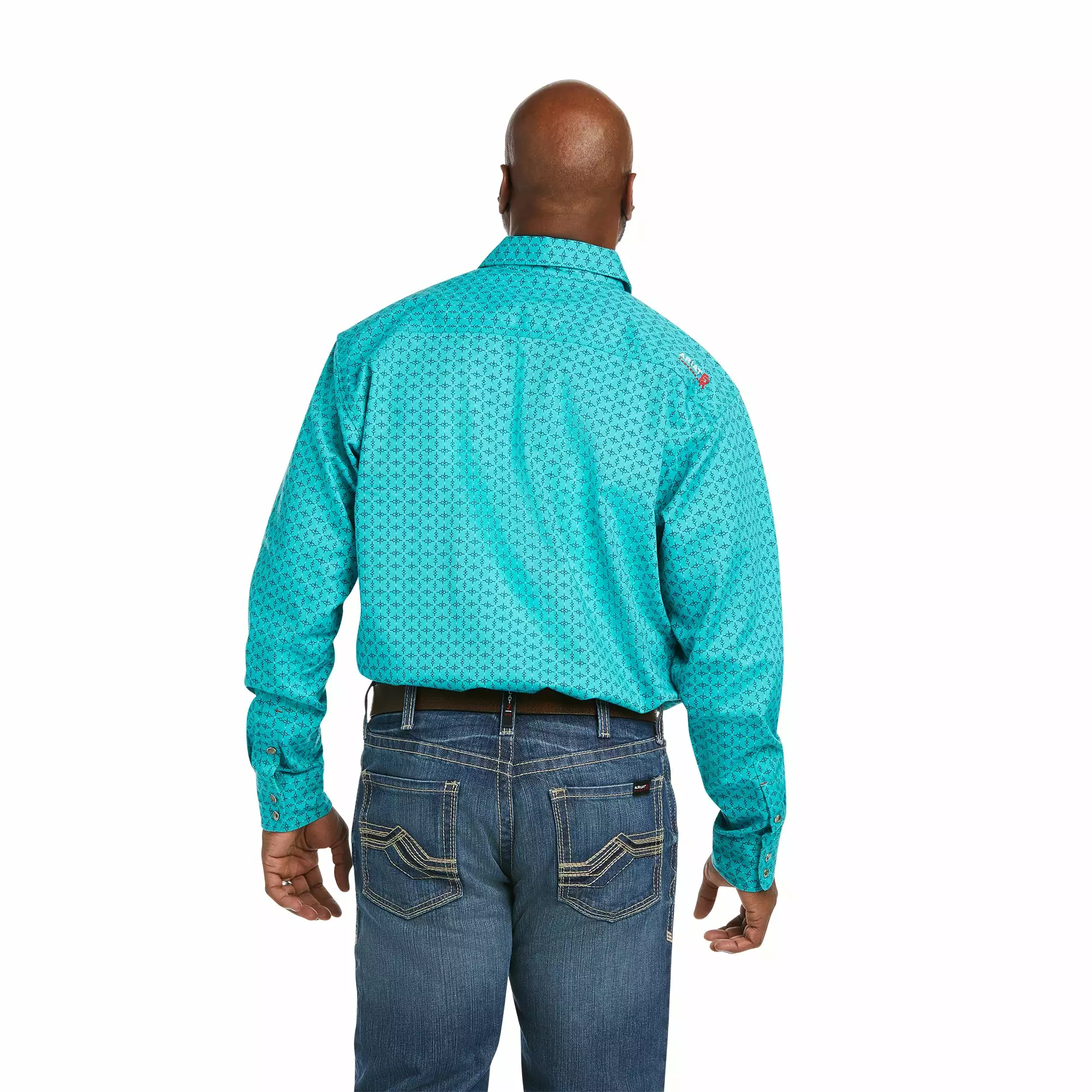 Ariat® Men's FR Lopez Snap Aruba Blue Work Shirt 10035549 Ariat® Men's FR Lopez Snap Aruba Blue Work Shirt 10035549 -Wildwest Store S22 MNS WORK 10035549 back