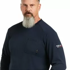 Ariat® Men's FR Max Protect Inherent Long Sleeve Navy T-Shirt 10039161 -Wildwest Store S22 MNS WORK 10039161 detail01