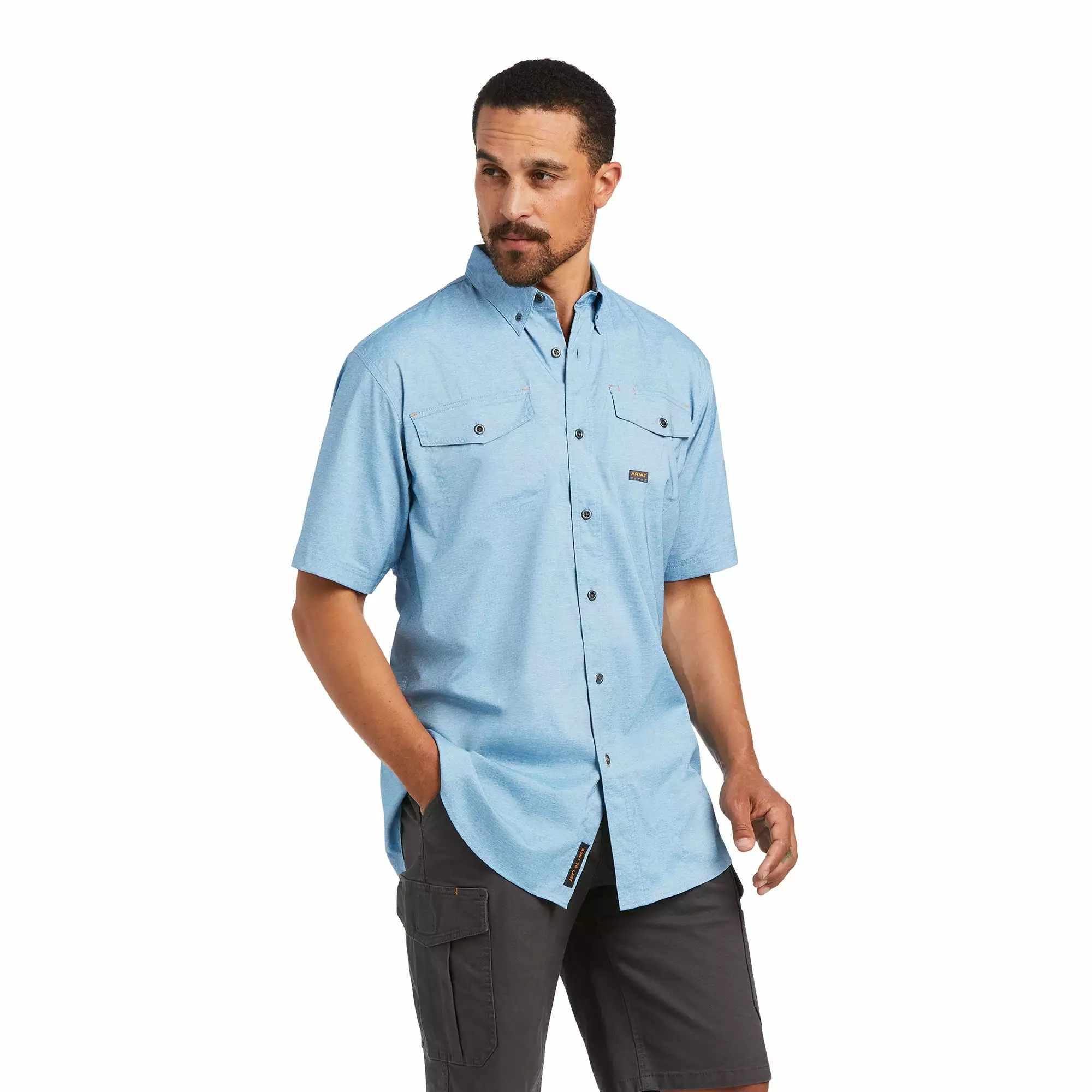 Ariat® Men's Rebar Made Tough Blue DuraStretch Work Shirt 10039325 Ariat® Men's Rebar Made Tough Blue DuraStretch Work Shirt 10039325 -Wildwest Store S22 MNS WORK 10039325 front