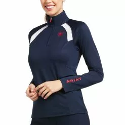 Ariat® Ladies Sunstopper 2.0 1/4 Zip Navy Baselayer Shirt 10039184