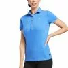 Ariat® Ladies Prix 2.0 Short Sleeve Reykjavik Blue Polo Shirt 10039472 -Wildwest Store S22 WMS ENGL 10039472 full