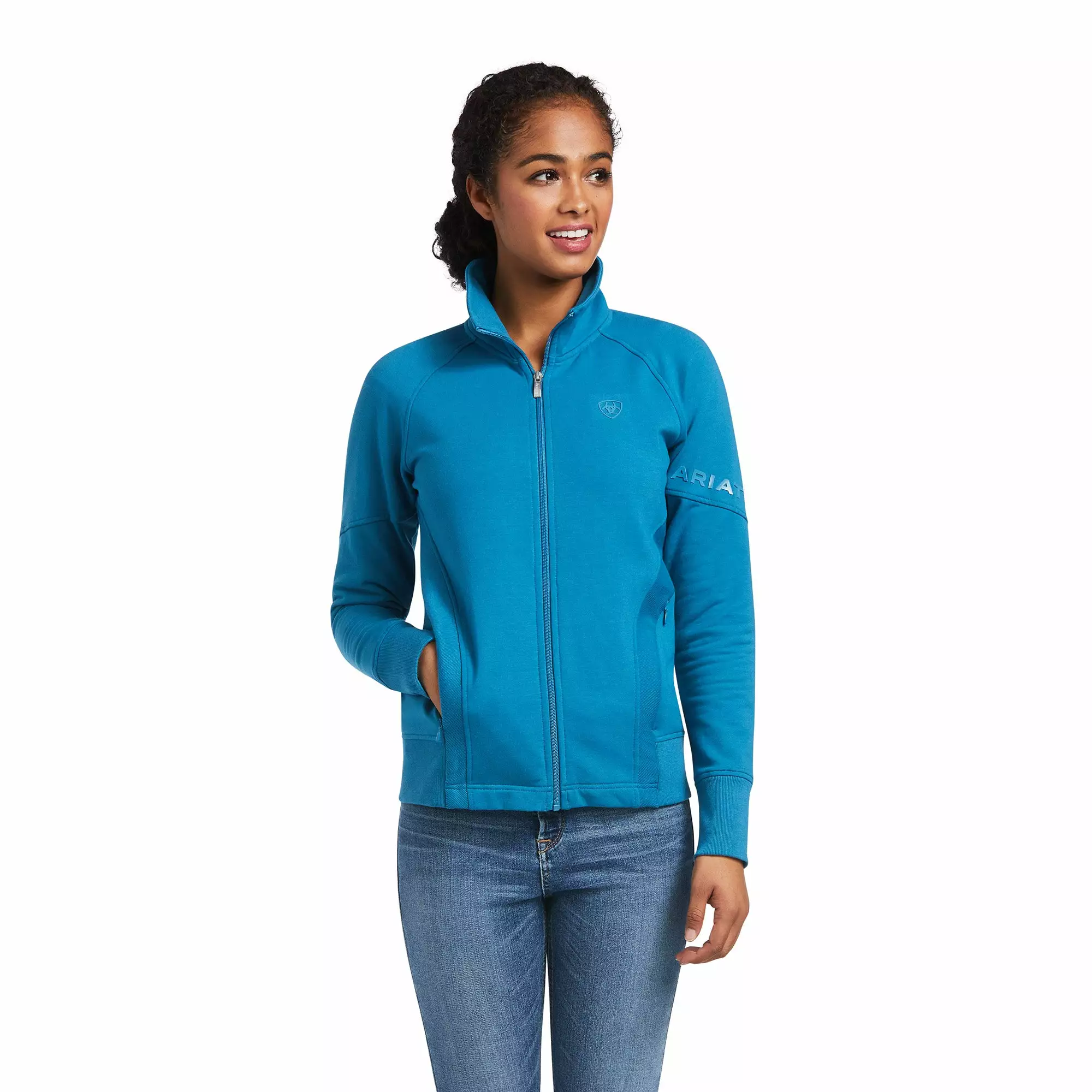 Ariat® Ladies Largo Full Zip Saxony Blue Zip Up Sweatshirt 10039477 Ariat® Ladies Largo Full Zip Saxony Blue Zip Up Sweatshirt 10039477 -Wildwest Store S22 WMS ENGL 10039477 front 1