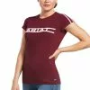 Ariat® Ladies Logo Lane Zinfandel Short Sleeve T-Shirt 10039654 -Wildwest Store S22 WMS ENGL 10039654 front