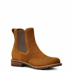 Ariat Ladies Wexford Brogue Waterproof Honey Brown Booties 10040384 -Wildwest Store S22 WMS ENGL 10040384 medial