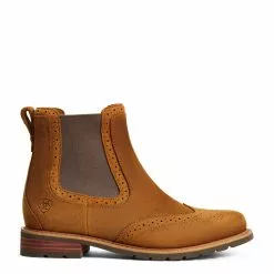 Ariat Ladies Wexford Brogue Waterproof Honey Brown Booties 10040384 -Wildwest Store S22 WMS ENGL 10040384 side1