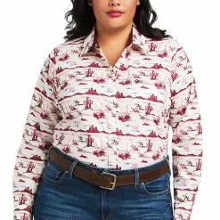 Ariat® Ladies Kirby Yuma Landscape Print Long Sleeve Shirt 10039339 -Wildwest Store S22 WMS WEST 10039339 front plus