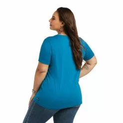 Ariat Ladies Element Saxony Blue Short Sleeve T-Shirt 10039418 -Wildwest Store S22 WMS WEST 10039418 back plus