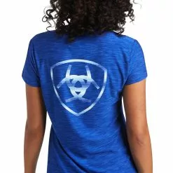 Ariat Ladies Launa Logo Short Sleeve Mazarine Blue Shirt 10039522 -Wildwest Store S22 WMS WEST 10039522 detail01