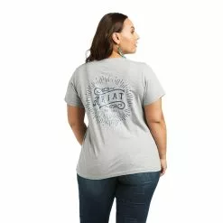 Ariat Ladies R.E.A.L™ Vintage Sunburst Heather Grey T-Shirt 10039772 -Wildwest Store S22 WMS WEST 10039772 back plus 1