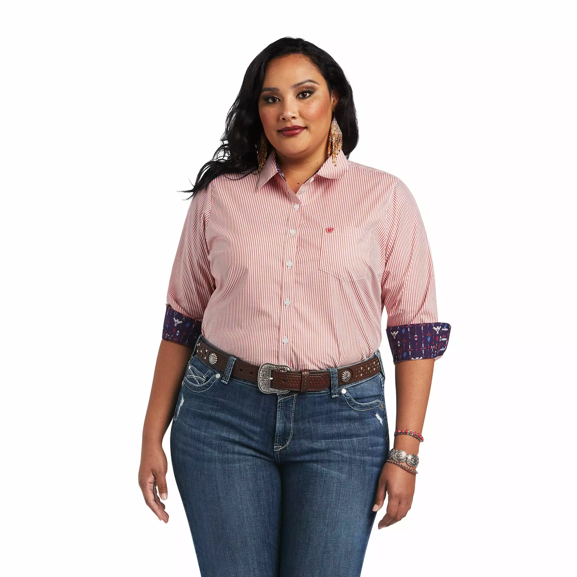 Ariat® Ladies Kirby Stretch Poppy Striped Button Down Shirt 10040580 Ariat® Ladies Kirby Stretch Poppy Striped Button Down Shirt 10040580 -Wildwest Store S22 WMS WEST 10040580 front plus