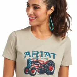 Ariat® Ladies Tractor USA Khaki Heather Graphic T-shirt 10040958 -Wildwest Store S22 WMS WEST 10040958 detail01