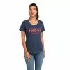 Ariat® Ladies Sonora Graphic Logo Navy Heather T-shirt 10040982 -Wildwest Store S22 WMS WEST 10040982 front