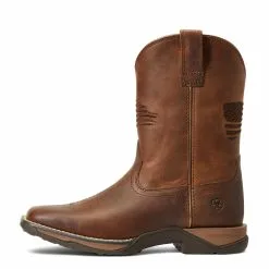 Ariat® Children's Anthem Patriot Brown Square Toe Boots 10040366 -Wildwest Store S22 YTH WEST 10040366 side