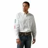 Ariat Men's Team Logo Mexico White Button Down Shirt 10040911 -Wildwest Store S23 MNS WEST 10040911 front