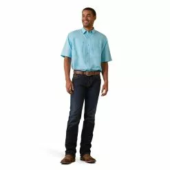 Ariat® Men's VentTEK™ Cenote Aqua Button Down Shirt 10043511 -Wildwest Store S23 MNS WEST 10043511 full