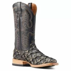 Ariat® Men's Deep Water Exotic Distressed Black Western Boots 10044420 -Wildwest Store S23 MNS WEST 10044420 medial