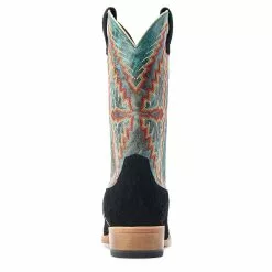 Ariat® Men's Futurity Showman Black Roughout & Roaring Turquoise Western Boots 10044498 -Wildwest Store S23 MNS WEST 10044498 heel
