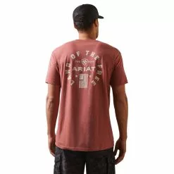 Ariat® Men's Land Of The Free Red Clay Heather T-Shirt 10044744 -Wildwest Store S23 MNS WEST 10044744 back