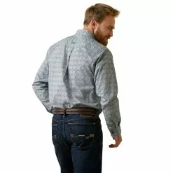 Ariat® Men's Orville Fitted Blue Button Down Shirt 10044870 -Wildwest Store S23 MNS WEST 10044870 back