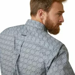 Ariat® Men's Orville Fitted Blue Button Down Shirt 10044870 -Wildwest Store S23 MNS WEST 10044870 detail03