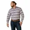 Ariat® Men's Classic Aztec Oyster Gray Snap Button Down Shirt 10044982 -Wildwest Store S23 MNS WEST 10044982 front