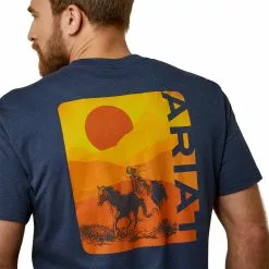 Ariat® Men's Mustang Fever Navy Heather T-Shirt 10045275 -Wildwest Store S23 MNS WEST 10045275 detail02