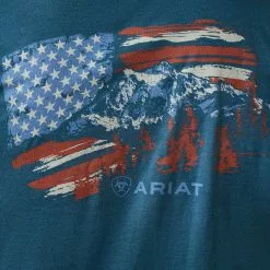 Ariat® Men's Steel Blue Mountain Flag Graphic T-Shirt 10045279 3 Ariat® Men's Steel Blue Mountain Flag Graphic T-Shirt 10045279 -Wildwest Store S23 MNS WEST 10045279 detail02