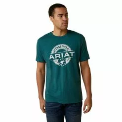 Ariat® Men's Dark Teal Heather Center Fire Graphic T-Shirt 10045284
