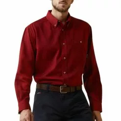 Ariat® Men's FR Air Inherent Red Heather Button Down Work Shirt 10043084