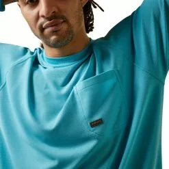 Ariat® Men's Rebar Heat Fighter Maui Blue T-Shirt 10043542 -Wildwest Store S23 MNS WORK 10043542 detail02