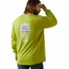 Ariat Men's FR Roughneck Skull Logo Bright Lime Work Shirt 10043590 -Wildwest Store S23 MNS WORK 10043590 back