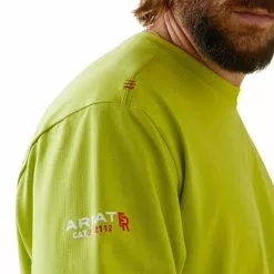Ariat Men's FR Roughneck Skull Logo Bright Lime Work Shirt 10043590 -Wildwest Store S23 MNS WORK 10043590 detail03