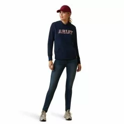 Ariat® Ladies 3D Logo 2.0 Navy & Red Hoodie 10043320 -Wildwest Store S23 WMS ENGL 10043320 full