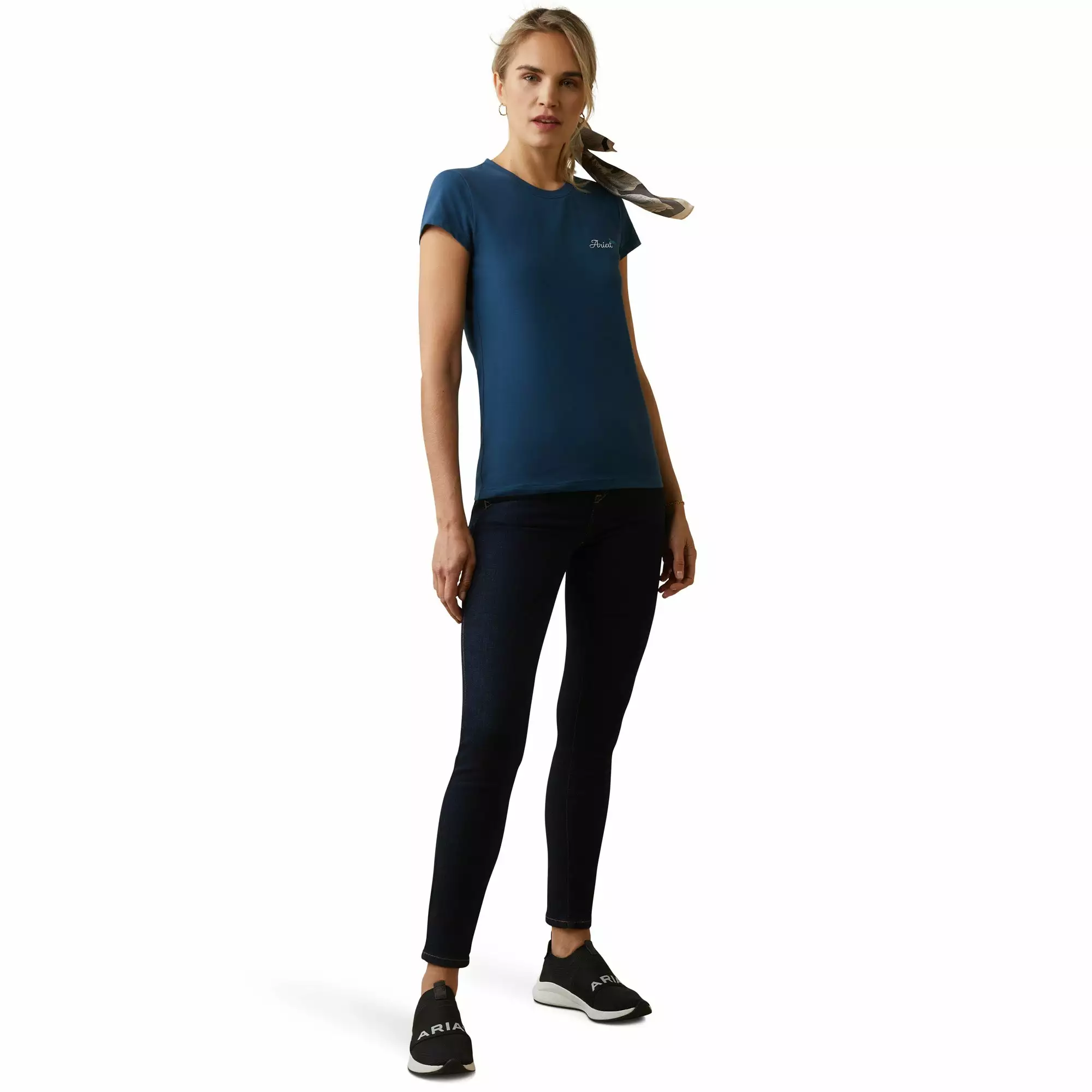 Ariat® Ladies Logo Script Deep Petroleum T-Shirt 10043442 Ariat® Ladies Logo Script Deep Petroleum T-Shirt 10043442 -Wildwest Store S23 WMS ENGL 10043442 full