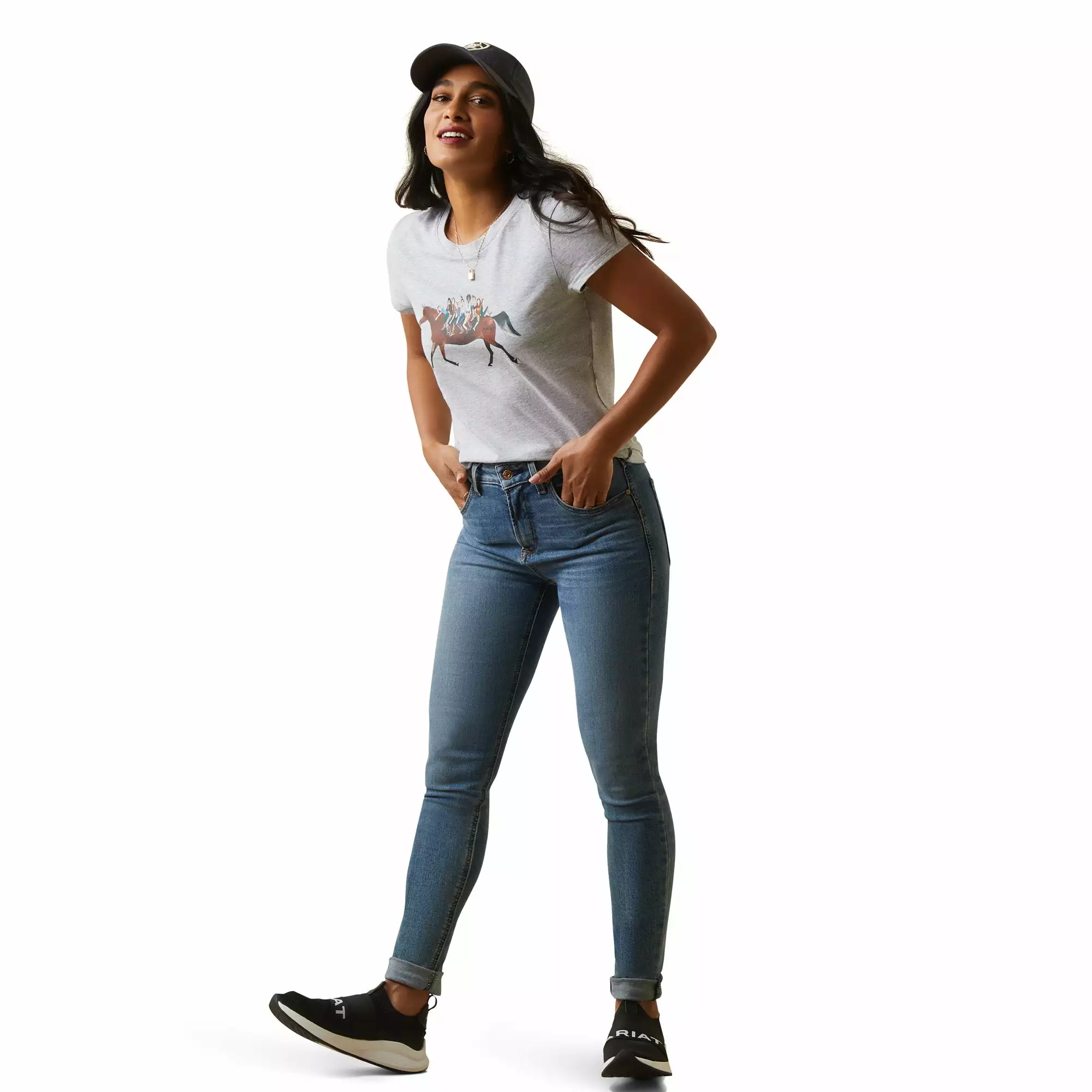 Ariat® Ladies Harmony Heather Grey T-Shirt 10043756 Ariat® Ladies Harmony Heather Grey T-Shirt 10043756 -Wildwest Store S23 WMS ENGL 10043756 full