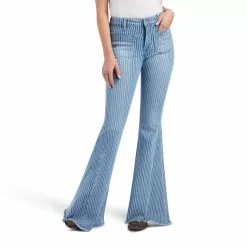 Ariat Ladies Laser Stripe Slim Light Wash Trouser Denim Jeans 10042601 -Wildwest Store S23 WMS WEST 10042601 front