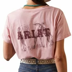 Ariat® Ladies R.E.A.L­™ Grazin Graphic Coral Blush T-Shirt 10043410 -Wildwest Store S23 WMS WEST 10043410 detail01